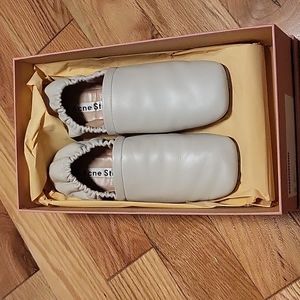 Acne white leather slippers